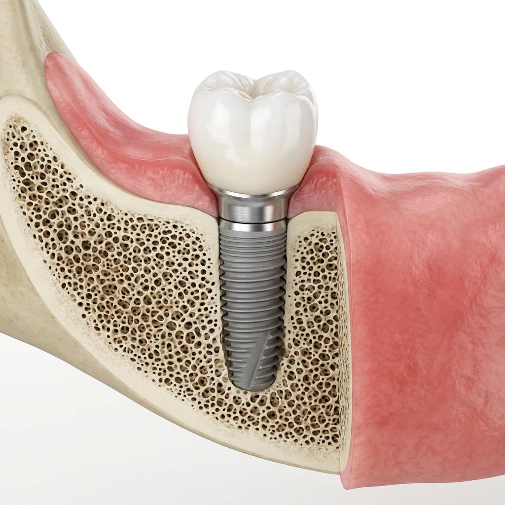 Dental implant positioned within the jawbone